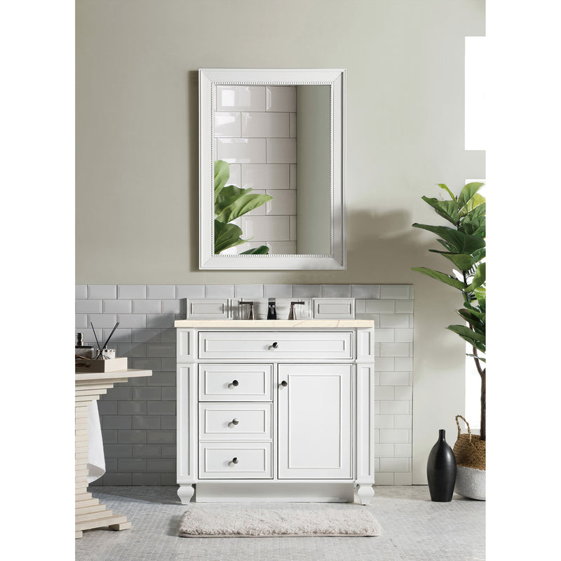 James Martin Bristol 36" Single Vanity Bright White with 3 cm Eternal Marfil Quartz Top 157-V36-BW-3EMR