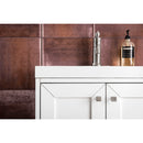 James Martin Chianti 24" Single Vanity Cabinet Glossy White Brushed Nickel with White Glossy Composite Countertop E303V24GWBNKWG