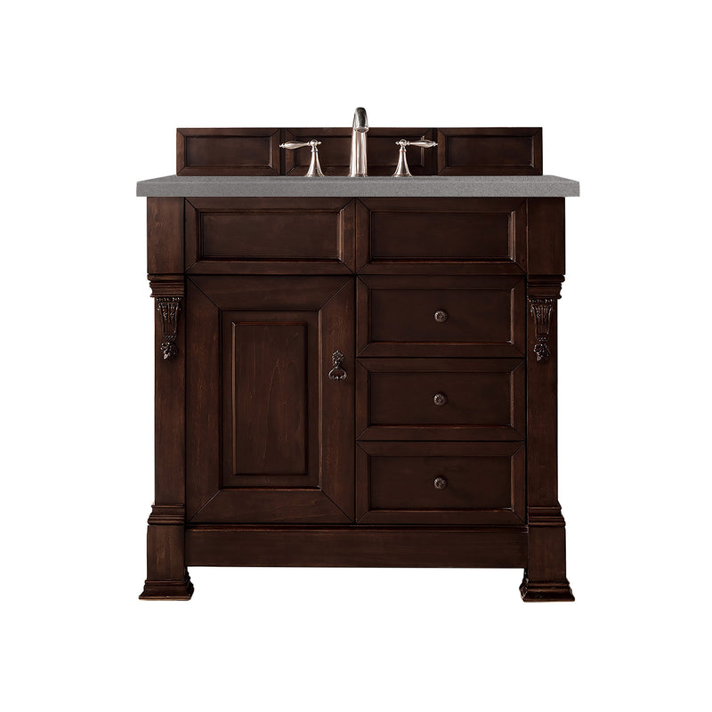 James Martin Brookfield 36" Burnished Mahogany Single Vanity with 3 cm Grey Expo Quartz Top 147-114-5566-3GEX