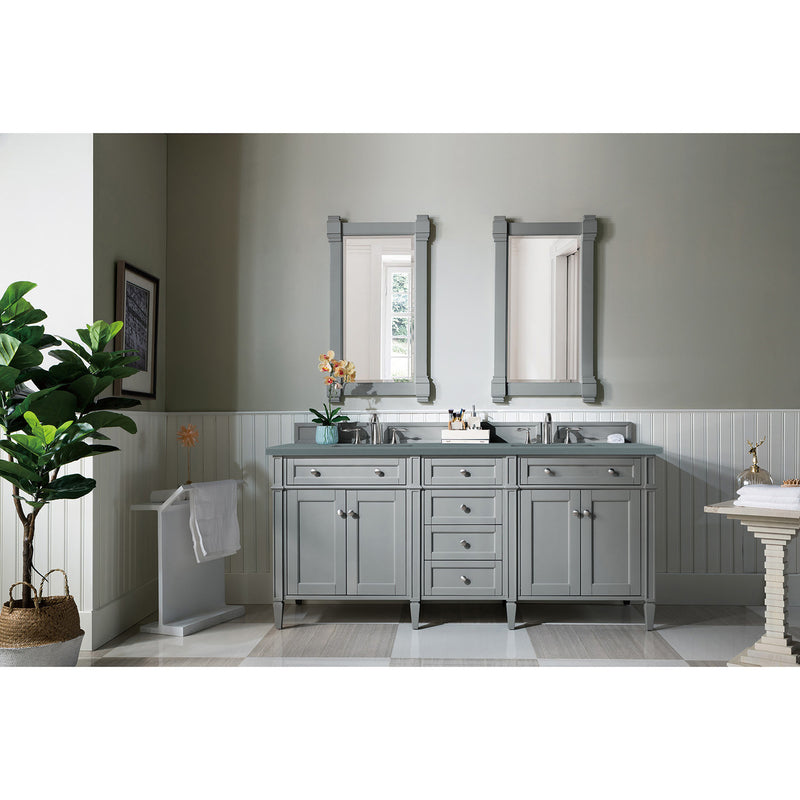 James Martin Brittany 72" Urban Gray Double Vanity with 3 cm Cala Blue Quartz Top 650-V72-UGR-3CBL