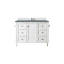 James Martin Copper Cove Encore 48" Single Vanity Bright White with 3 cm Cala Blue Quartz Top 301-V48-BW-3CBL