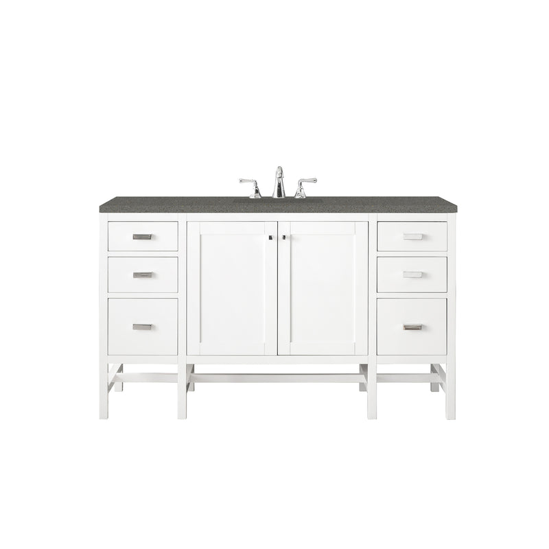 James Martin Addison 60" Single Vanity Cabinet Glossy White with 3 cm Grey Expo Quartz Top E444-V60S-GW-3GEX