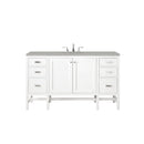 James Martin Addison 60" Single Vanity Cabinet Glossy White with 3 cm Eternal Serena Top E444-V60S-GW-3ESR