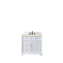 James Martin Savannah 36" Single Vanity Cabinet Bright White with 3 cm Eternal Marfil Quartz Top 238-104-V36-BW-3EMR