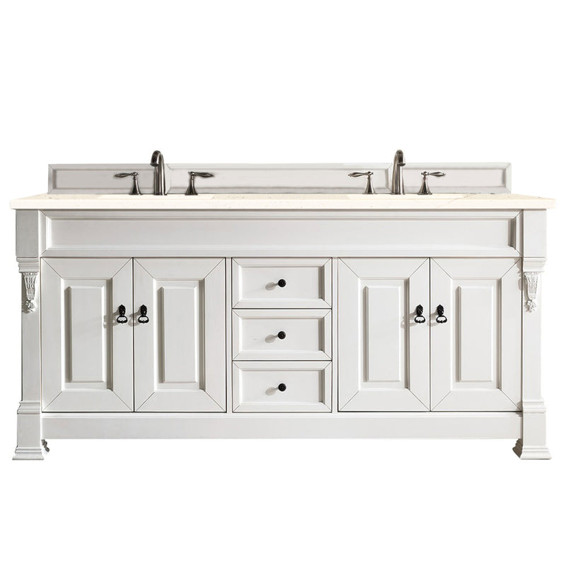 James Martin Brookfield 72" Bright White Double Vanity with 3 cm Eternal Marfil Quartz Top 147-V72-BW-3EMR