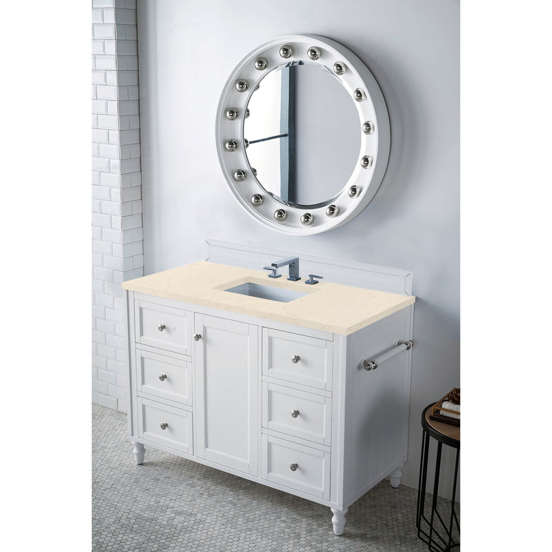 James Martin Copper Cove Encore 48" Single Vanity Bright White with 3 cm Eternal Marfil Quartz Top 301-V48-BW-3EMR