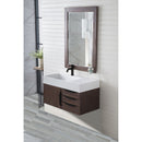 James Martin Mercer Island 36" Single Vanity Coffee Oak Matte Black with Glossy White Composite Top 389-V36-CFO-MB-GW