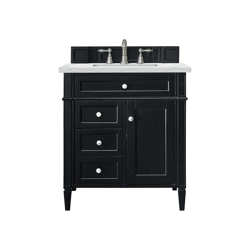 James Martin Brittany 30" Single Vanity Black Onyx with 3 cm Ethereal Noctis Quartz Top 650-V30-BKO-3ENC