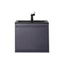 James Martin Milan 23.6" Single Vanity Cabinet Modern Grey Glossy with Charcoal Black Composite Top 801V23.6MGGCHB