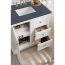 James Martin De Soto 36" Single Vanity Bright White with 3 cm Charcoal Soapstone Quartz Top 825-V36-BW-3CSP