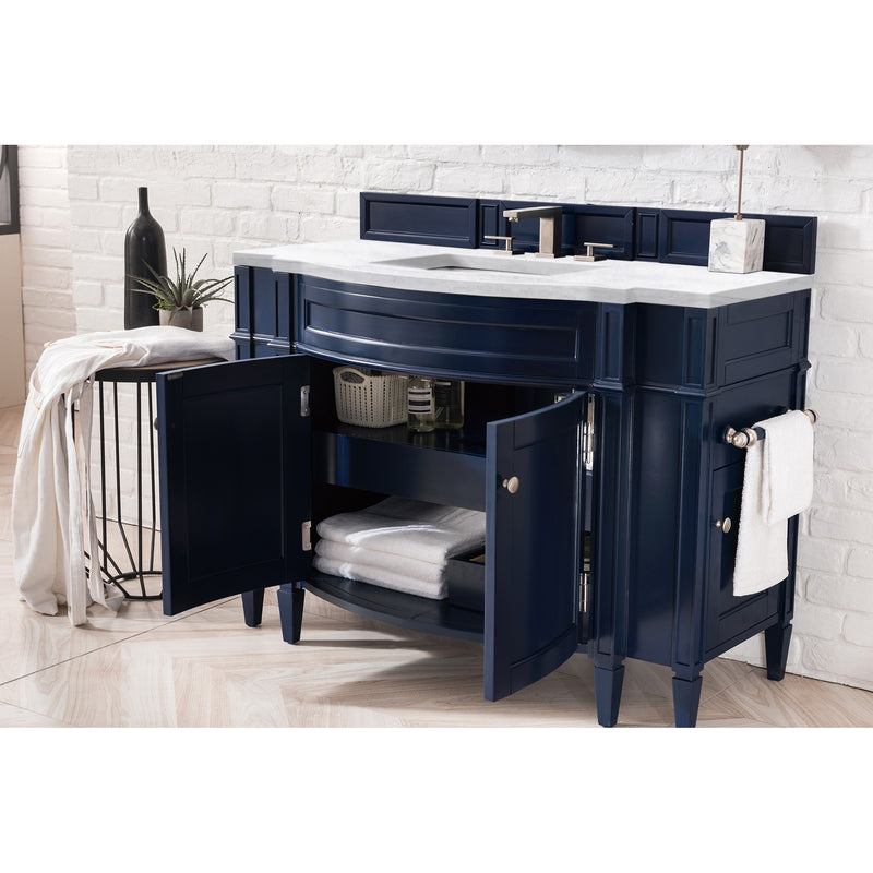 James Martin Brittany 46" Single Vanity Victory Blue with 3 cm Arctic Fall Solid Surface Top 650-V46R-VBL-AF