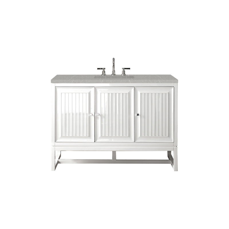 James Martin Athens 48" Single Vanity Cabinet Glossy White with 3 cm Eternal Serena Top E645-V48-GW-3ESR