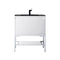 James Martin Milan 31.5" Single Vanity Cabinet Glossy White Glossy White with Charcoal Black Composite Top 801V31.5GWGWCHB