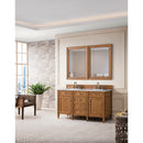 James Martin Brittany 60" Saddle Brown Double Vanity with 3 cm Arctic Fall Solid Surface Top 650-V60D-SBR-3AF