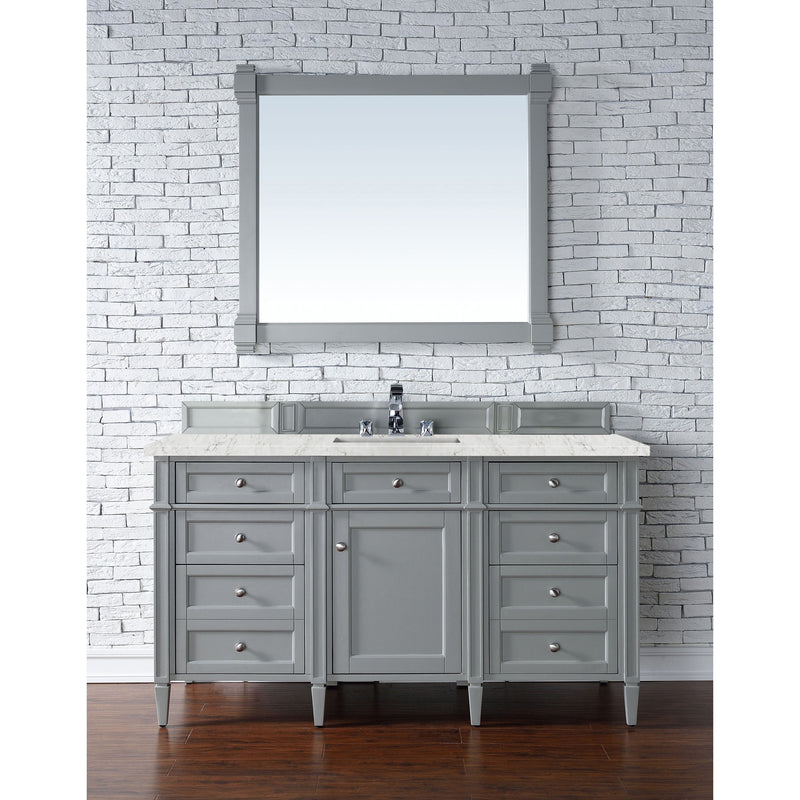 James Martin Brittany 60" Urban Gray Single Vanity with 3 cm Eternal Jasmine Pearl Quartz Top 650-V60S-UGR-3EJP