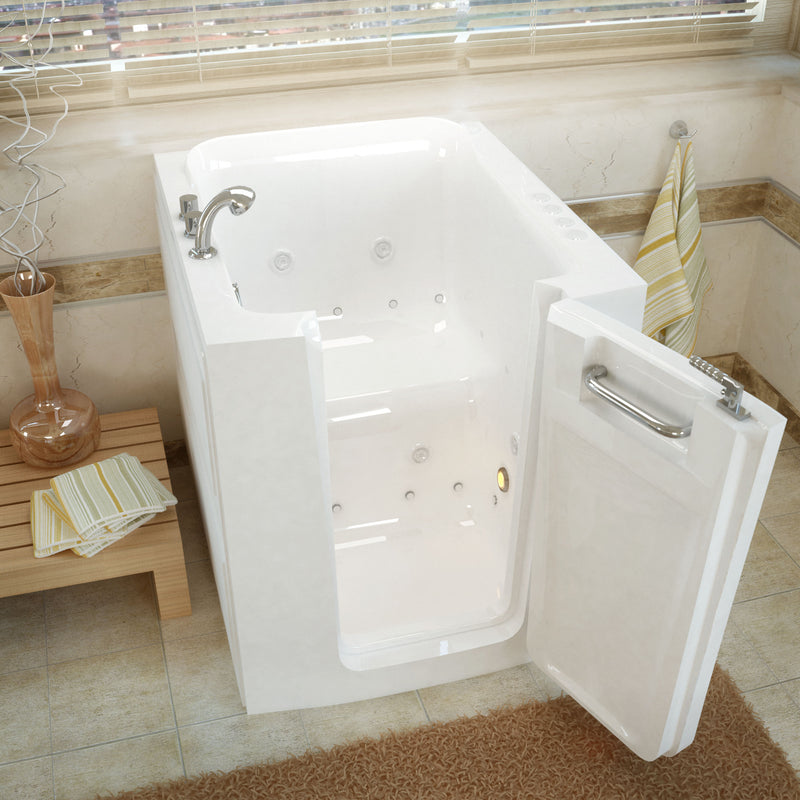MediTub Walk-In 32" x 38" Right Door White Whirlpool and Air Jetted Walk-In Bathtub