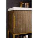 James Martin Columbia 24" Single Vanity Cabinet Latte Oak Radiant Gold with White Glossy Resin Countertop 388-V24-LTO-RGD-WG