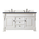 James Martin Brookfield 60" Bright White Double Vanity with 3 cm Charcoal Soapstone Quartz Top 147-V60D-BW-3CSP