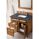 James Martin Brittany 36" Saddle Brown Single Vanity with 3 cm Charcoal Soapstone Quartz Top 650-V36-SBR-3CSP