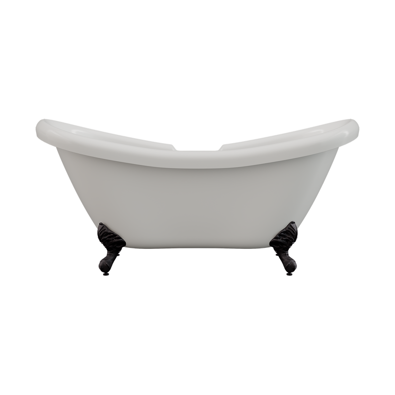 Cambridge Plumbing Acrylic Double Ended Slipper Bathtub 68"x28", 7" Drilling and BRZ Feet