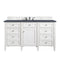 James Martin Brittany 60" Bright White Single Vanity with 3 cm Charcoal Soapstone Quartz Top 650-V60S-BW-3CSP