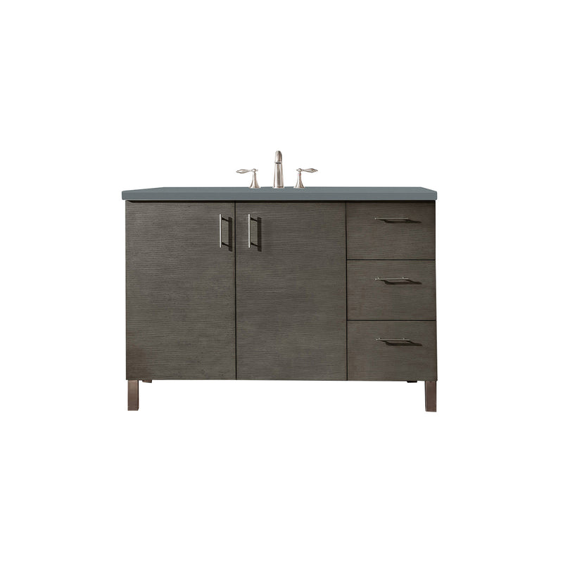 James Martin Metropolitan 48" Single Vanity Silver Oak with 3 cm Cala Blue Quartz Top 850-V48-SOK-3CBL