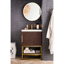 James Martin Columbia 24" Single Vanity Cabinet Coffee Oak Radiant Gold with White Glossy Composite Countertop 388V24CFORGDWG