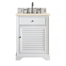 James Martin Savannah 26" Single Vanity Cabinet Bright White with 3 cm Eternal Marfil Quartz Top 238-104-V26-BW-3EMR