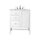 James Martin Addison 30" Single Vanity Cabinet Glossy White with 3 cm Ethereal Noctis Top E444-V30-GW-3ENC