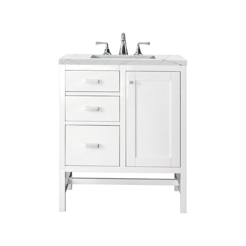 James Martin Addison 30" Single Vanity Cabinet Glossy White with 3 cm Ethereal Noctis Top E444-V30-GW-3ENC