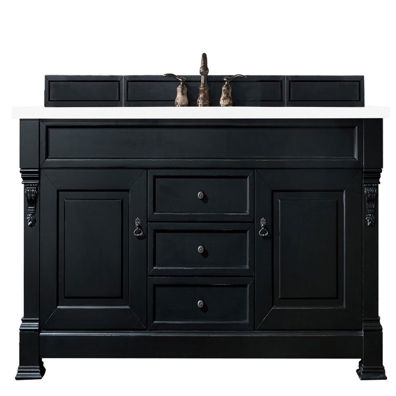 James Martin Brookfield 60" Antique Black Single Vanity with 3 cm Classic White Quartz Top 147-114-5331-3CLW