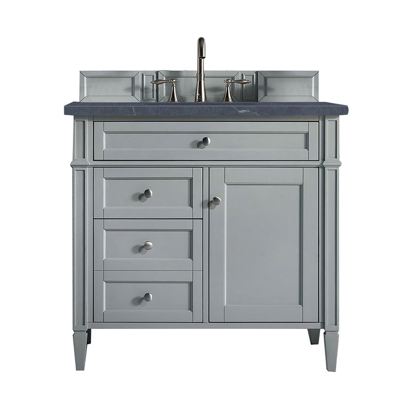 James Martin Brittany 36" Urban Gray Single Vanity with 3 cm Charcoal Soapstone Quartz Top 650-V36-UGR-3CSP